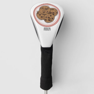 Chocolate chip cookie cartoon illustration  golf head cover