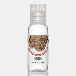 Chocolate chip cookie cartoon illustration hand sanitizer