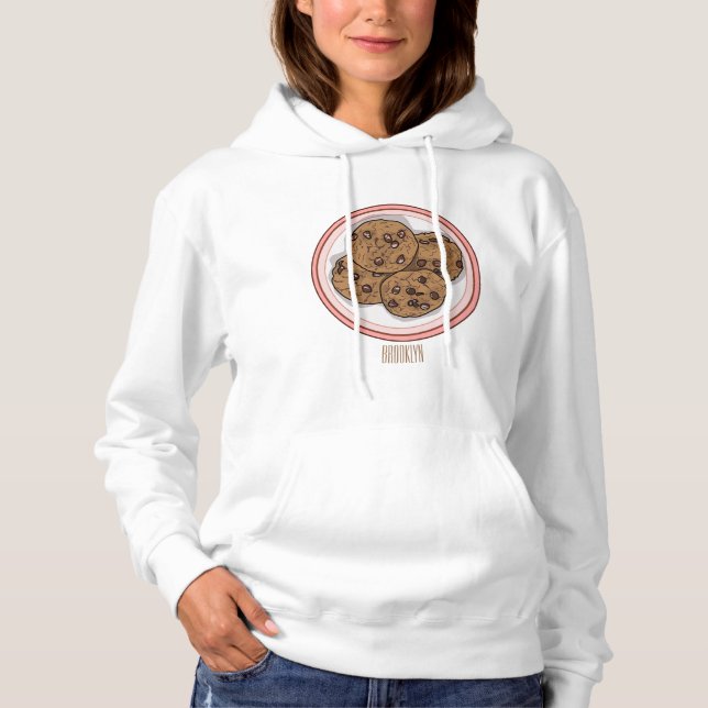 Chocolate chip cookie cartoon illustration  hoodie (Front)