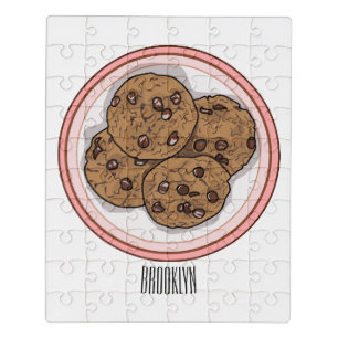 Chocolate chip cookie cartoon illustration  jigsaw puzzle