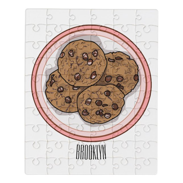 Chocolate chip cookie cartoon illustration  jigsaw puzzle (Puzzle Vertical)