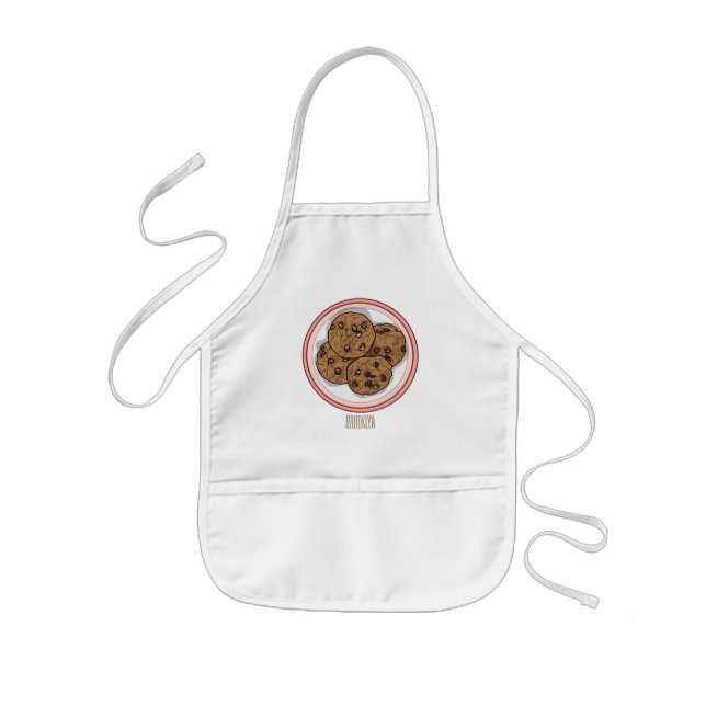 Chocolate chip cookie cartoon illustration  kids' apron (Front)