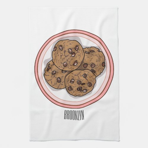 Chocolate chip cookie cartoon illustration  kitchen towel