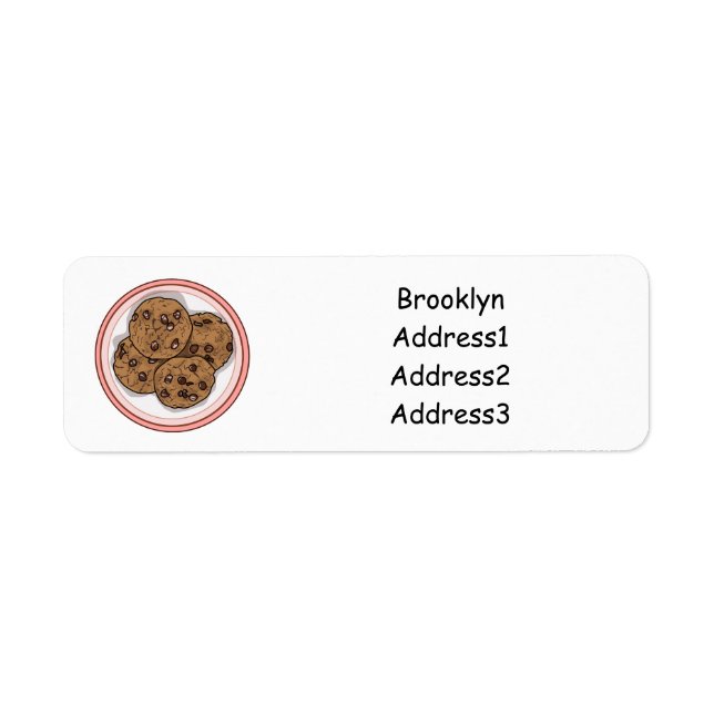 Chocolate chip cookie cartoon illustration label (Front)