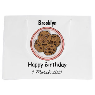 Chocolate chip cookie cartoon illustration large gift bag