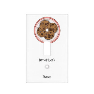 Chocolate chip cookie cartoon illustration light switch cover