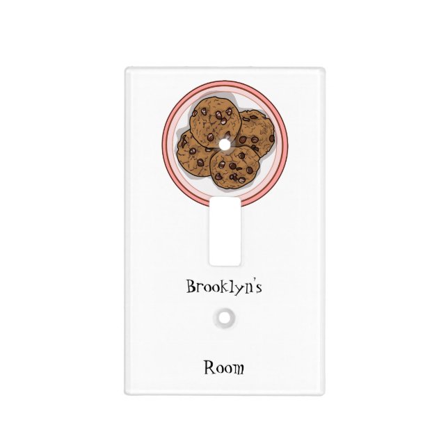Chocolate chip cookie cartoon illustration light switch cover (Front)