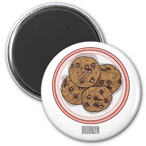 Chocolate chip cookie cartoon illustration  magnet