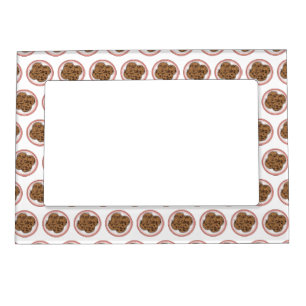 Chocolate chip cookie cartoon illustration  magnetic frame