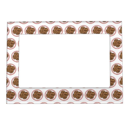 Chocolate chip cookie cartoon illustration  magnetic frame