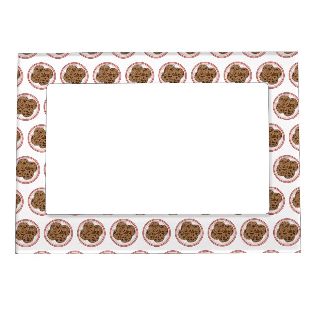 Chocolate chip cookie cartoon illustration  magnetic frame (Front)