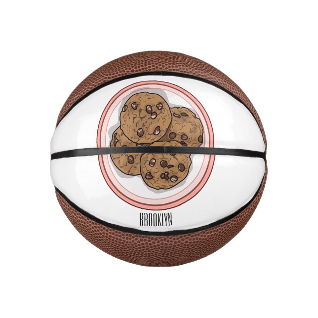 Chocolate chip cookie cartoon illustration mini basketball (Front)