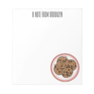Chocolate chip cookie cartoon illustration  notepad