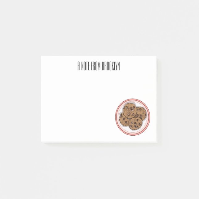 Chocolate chip cookie cartoon illustration post-it notes (Front)