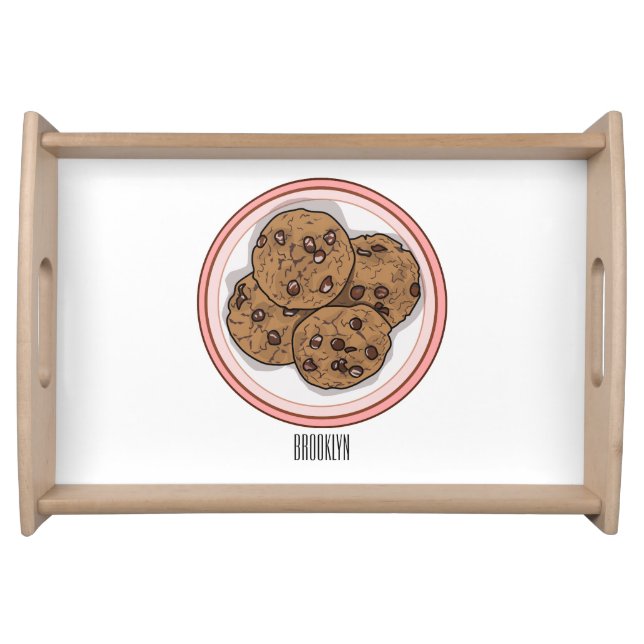 Chocolate chip cookie cartoon illustration  serving tray (Front)