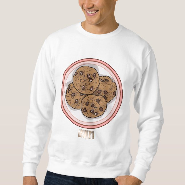 Chocolate chip cookie cartoon illustration  sweatshirt (Front)