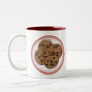Chocolate chip cookie cartoon illustration  Two-Tone coffee mug