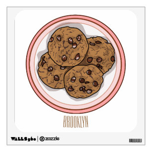 Chocolate chip cookie cartoon illustration wall decal