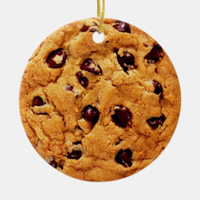 Chocolate Chip Cookie Ceramic Ornament (Front)