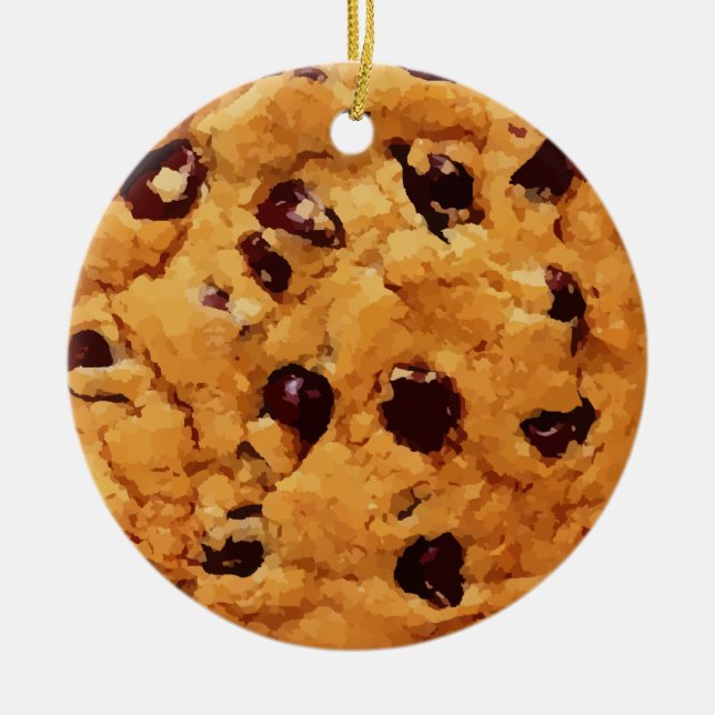 Chocolate Chip Cookie Ceramic Ornament (Front)