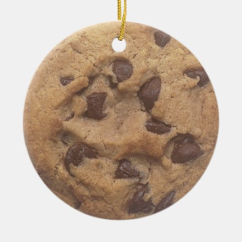 Chocolate chip cookie ceramic ornament