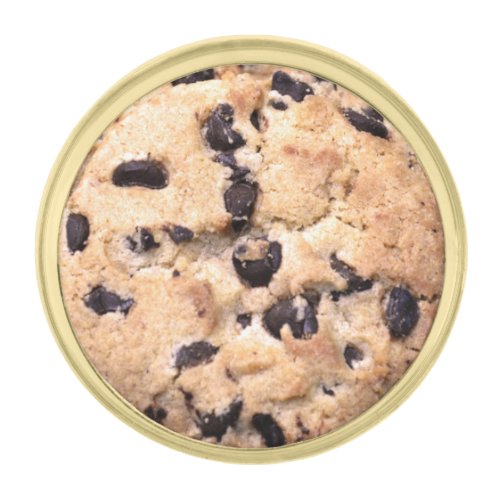 Chocolate Chip Cookie close_up Gold Finish Lapel Pin