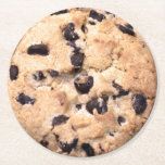 Chocolate Chip Cookie close-up Round Paper Coaster