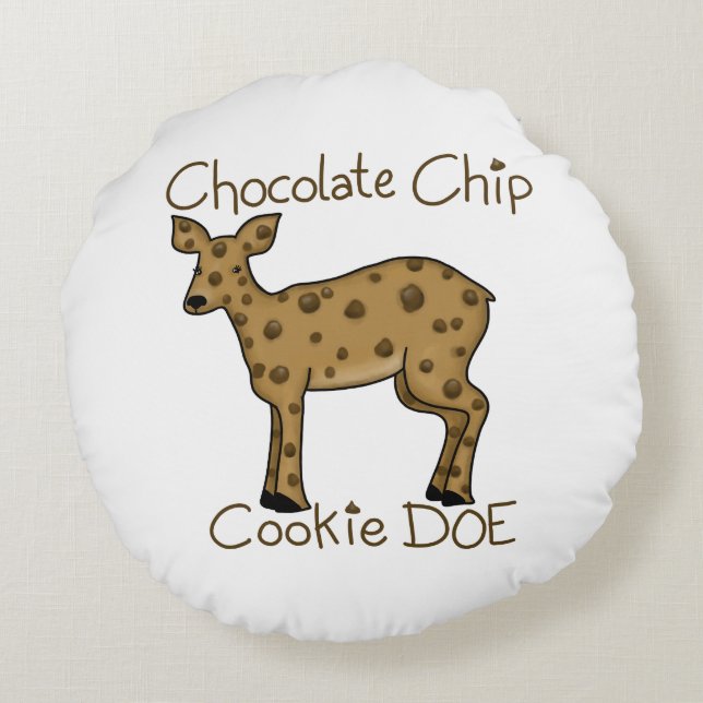 Chocolate Chip Cookie Doe Round Pillow (Back)