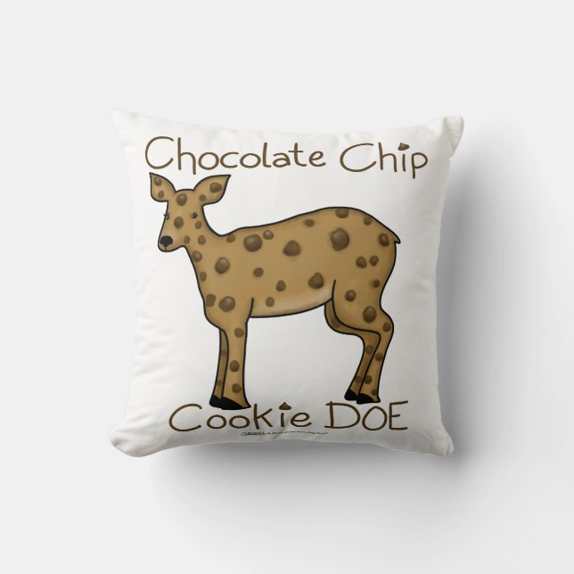 Chocolate Chip Cookie Doe Throw Pillow (Front)