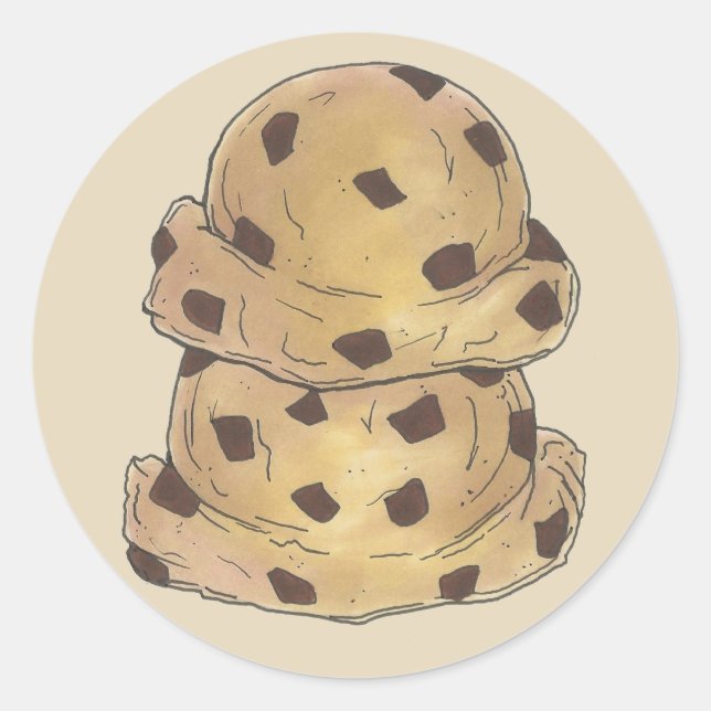Chocolate Chip Cookie Dough Bakery Pastry Chef Classic Round Sticker (Front)