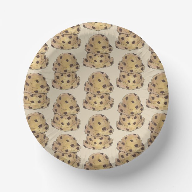 Chocolate Chip Cookie Dough Bakery Pastry Chef Paper Bowls (Front)