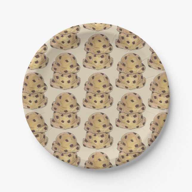 Chocolate Chip Cookie Dough Bakery Pastry Chef Paper Plates (Front)