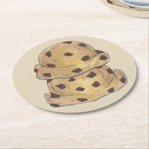 Chocolate Chip Cookie Dough Bakery Pastry Chef Round Paper Coaster