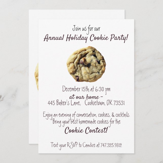 Chocolate Chip Cookie Exchange Party Invitation (Front/Back)