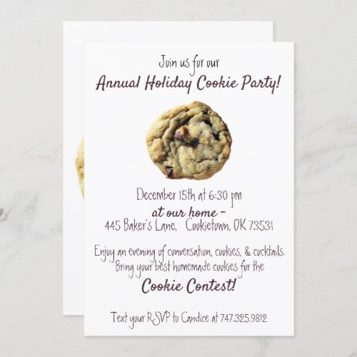 Chocolate Chip Cookie Exchange Party Invitation