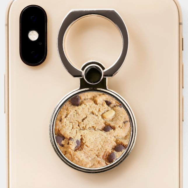 Chocolate Chip Cookie Funny Food Phone Ring Stand (Close Up)