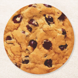 Chocolate Chip Cookie Funny Round Paper Coaster
