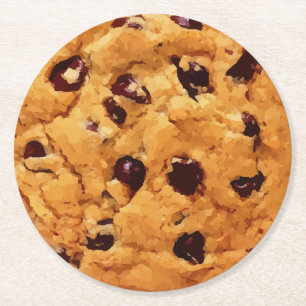 Chocolate Chip Cookie Funny  Round Paper Coaster