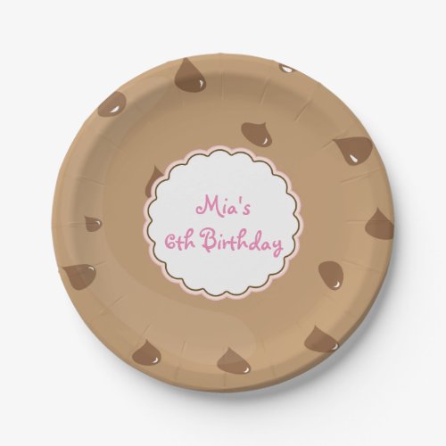 Chocolate Chip Cookie Girls Birthday Party Plates