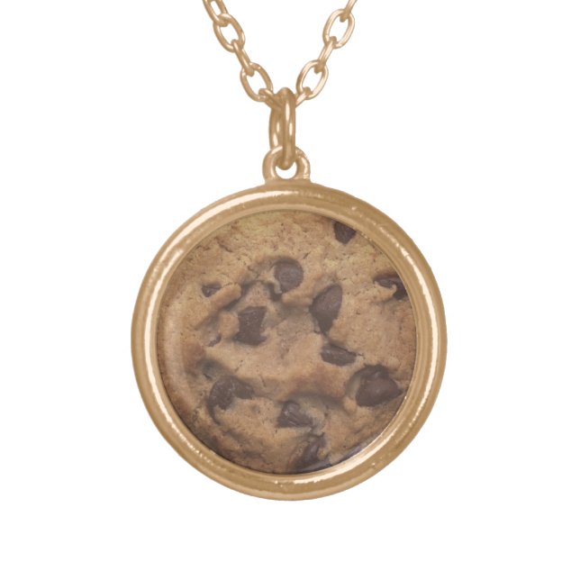 Chocolate Chip Cookie Gold Plated Necklace (Front)