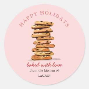 Chocolate chip cookie Happy Holidays Classic Round Sticker