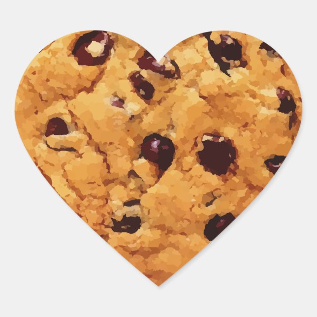 Chocolate Chip Cookie Heart Sticker (Front)