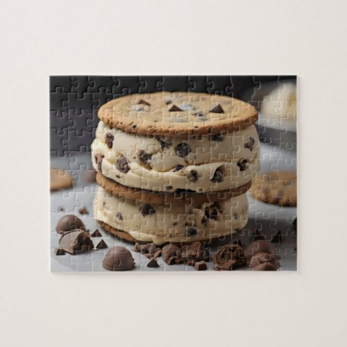 chocolate chip cookie ice cream sandwich jigsaw puzzle