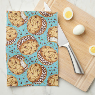 Chocolate Chip Cookie Ice Cream Sandwich Pattern Kitchen Towel