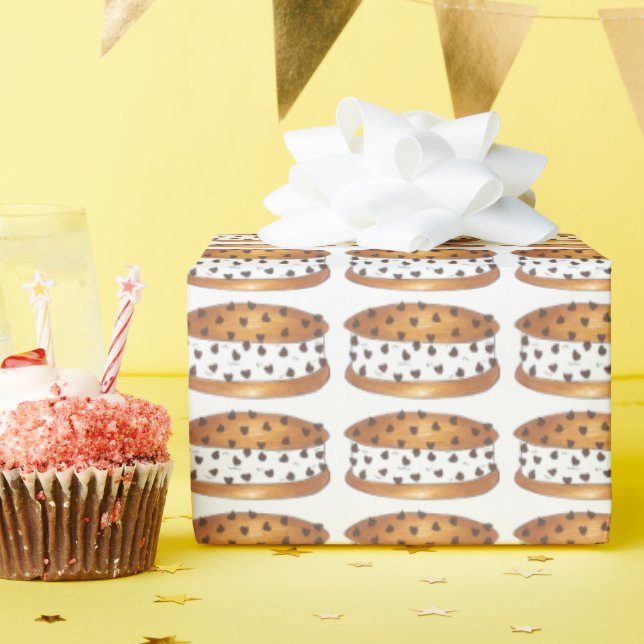 Chocolate Chip Cookie Ice Cream Sandwiches Wrapping Paper (Birthday Party)