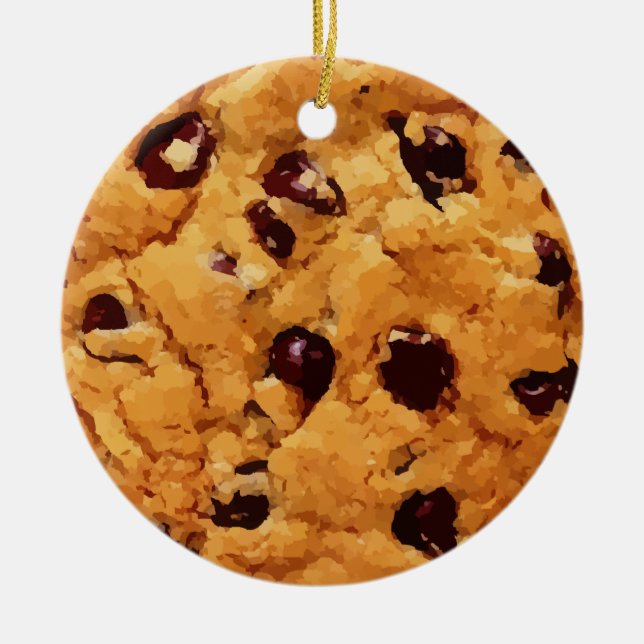 Chocolate Chip Cookie Image Ceramic Ornament (Front)