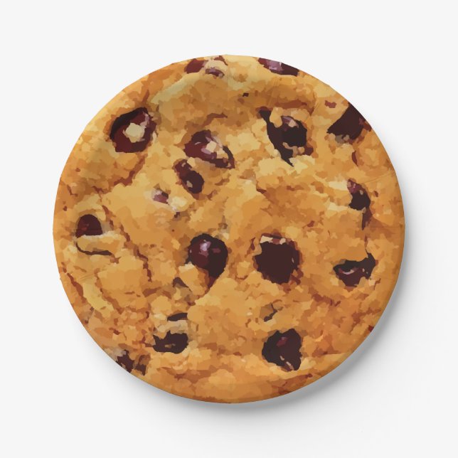 Chocolate Chip Cookie Image Paper Plates (Front)