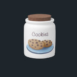 Chocolate Chip Cookie Jar<br><div class="desc">This fun jar features a beautiful, vector-drawn chocolate chip cookies on a plate. An ideal vessel for your home-baked goodies!</div>