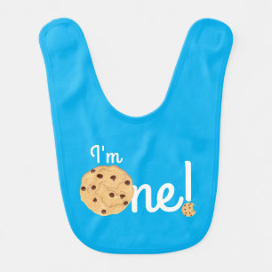 Chocolate Chip Cookie Kids 1st Birthday Party Blue Baby Bib