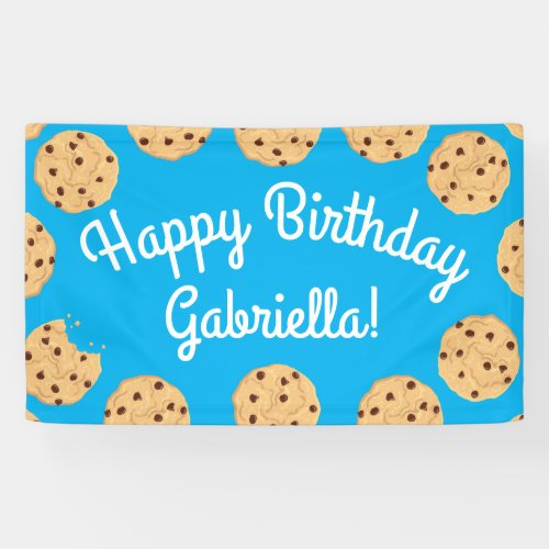 Chocolate Chip Cookie Kids 1st Birthday Party Blue Banner